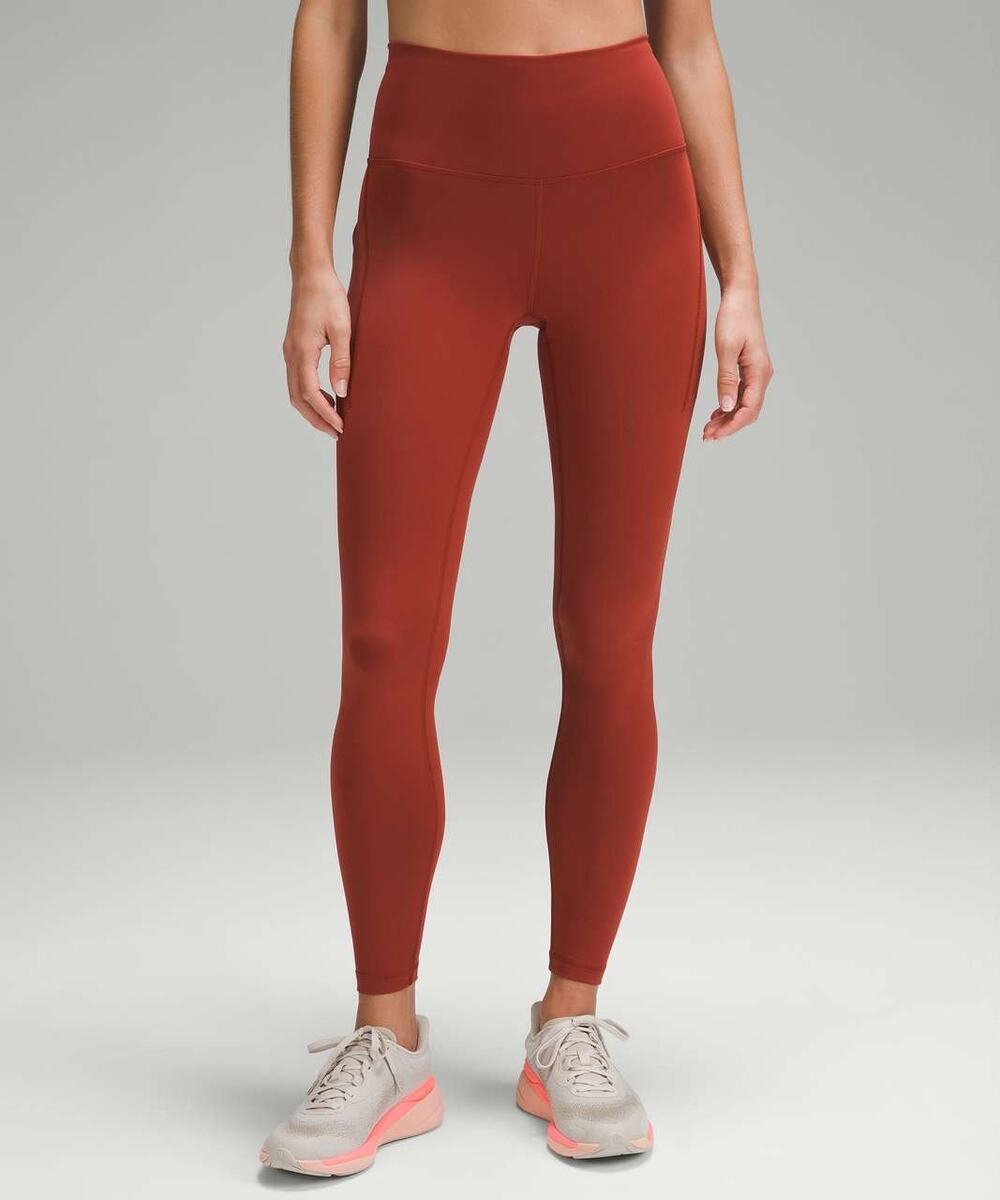 Lululemon Red Wunder Train High-Rise Leggings with Pockets 25"
